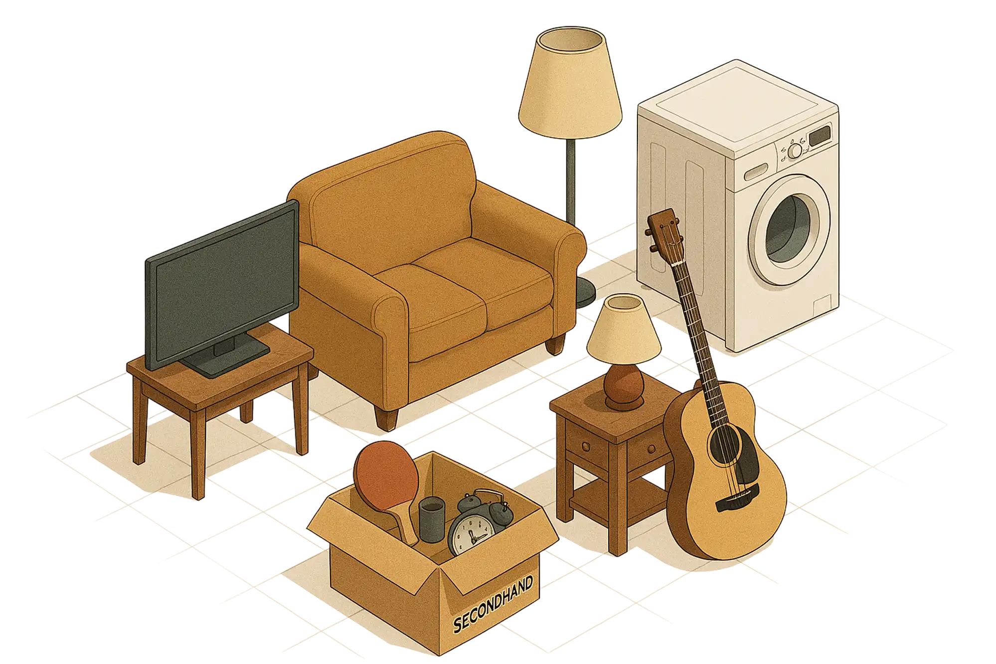 A cluster of home appliances